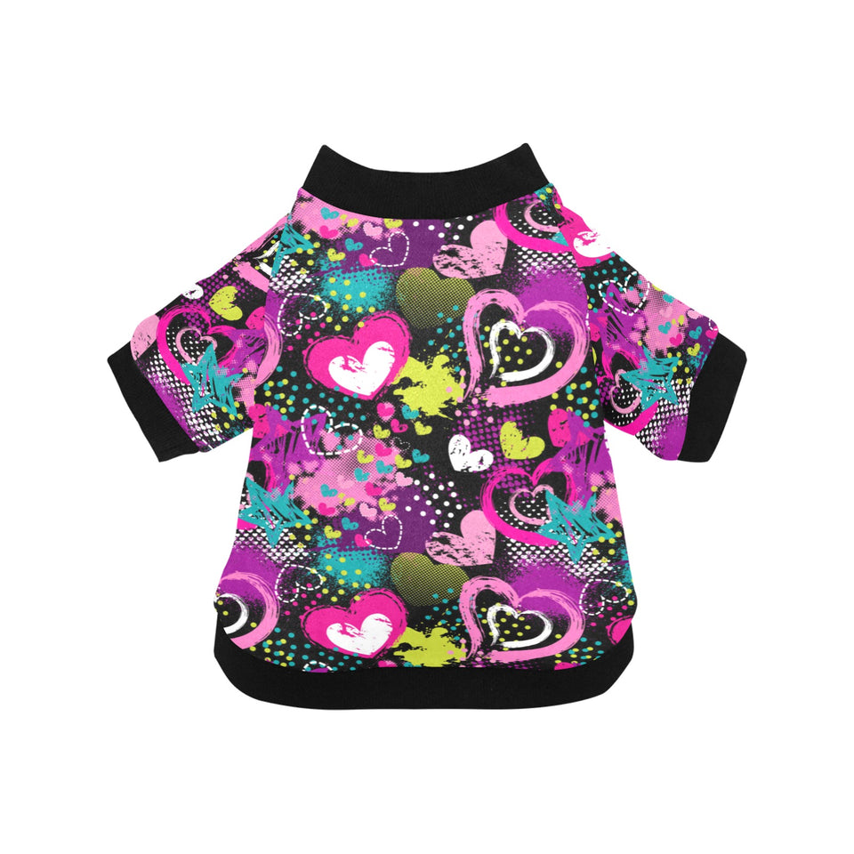 heart dot wave star creative design pattern All Over Print Pet Dog Round Neck Fuzzy Shirt