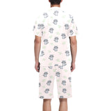 cute raccoons leaves pattern Men's V-Neck Short Pajama Set