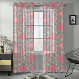 Red gold Sakura cherry blossom gray background Gauze Curtain