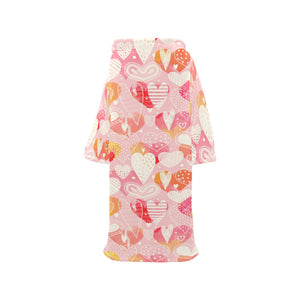 Hand drawn heart design pattern Blanket Robe with Sleeves