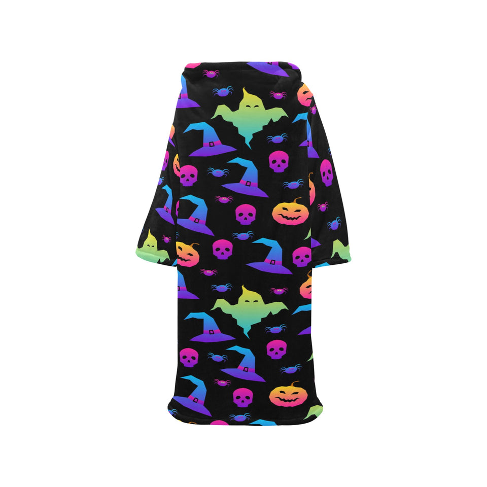 Colorful halloween background Blanket Robe with Sleeves