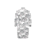 Cute french bulldog head pattern Men's Long Sleeve Belted Night Robe