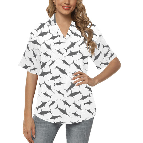 Swordfish Pattern Print Design 04 Women's All Over Print Hawaiian Shirt