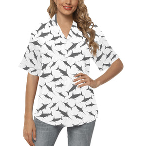 Swordfish Pattern Print Design 04 Women's All Over Print Hawaiian Shirt