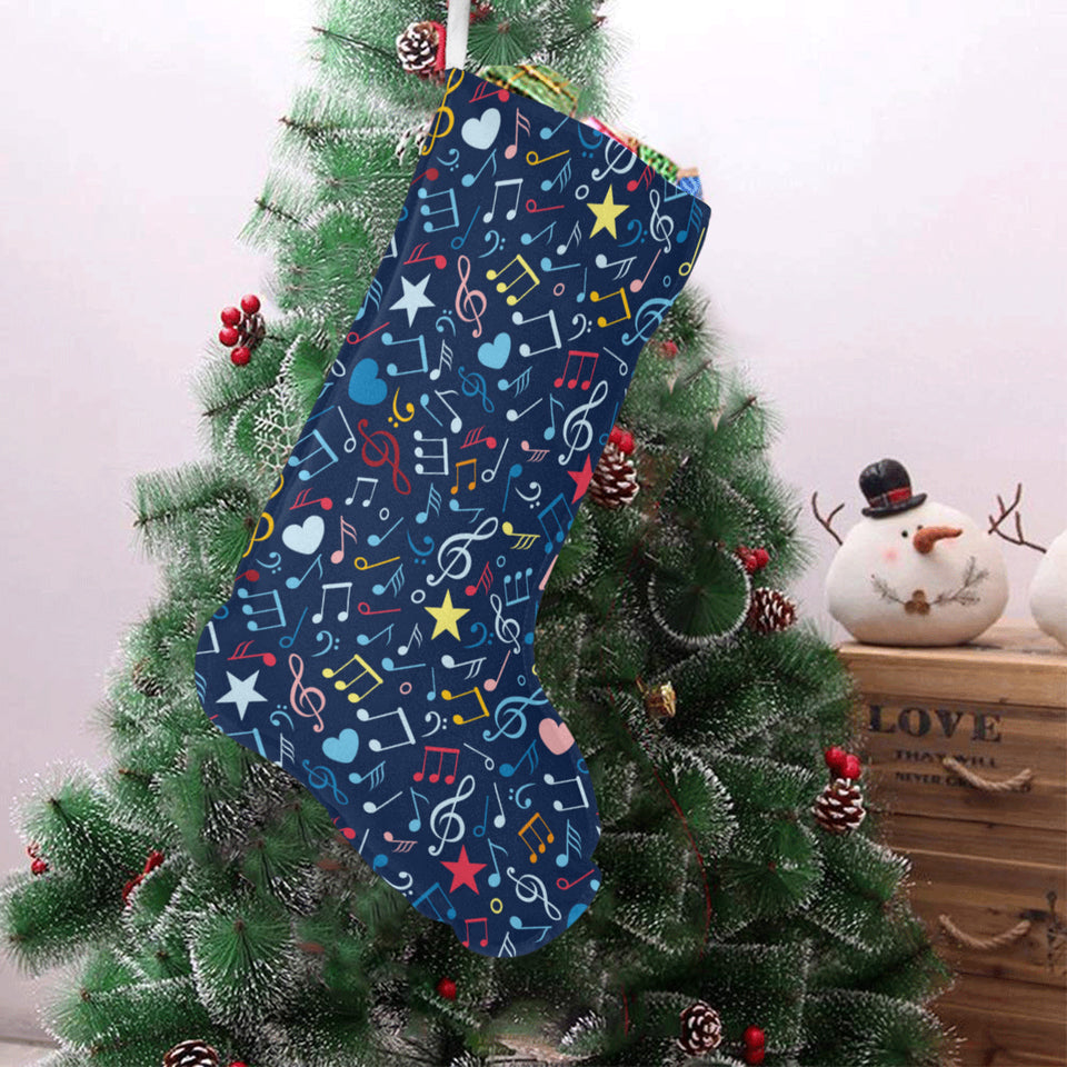 Music Notes Pattern Print Design 03 Christmas Stocking
