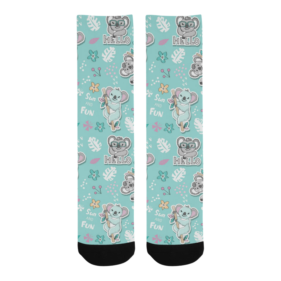 Cute koalas blue background pattern Crew Socks