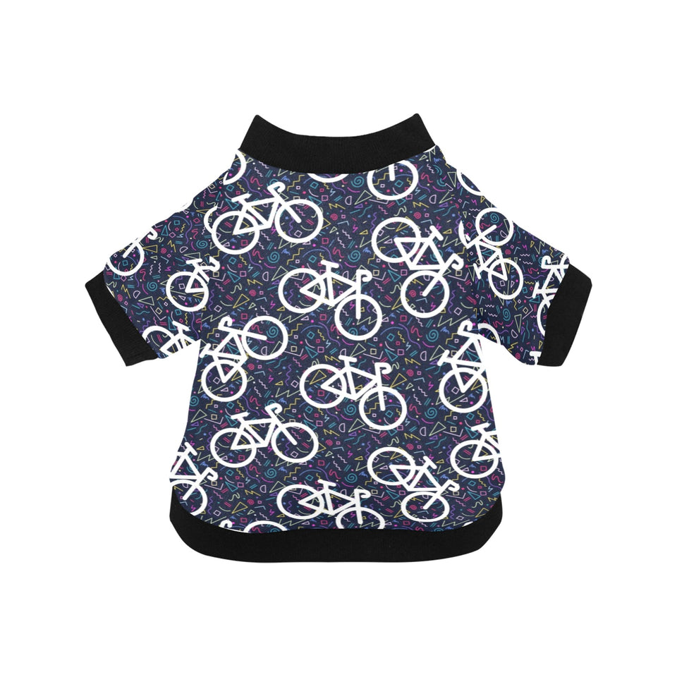 Bicycle Pattern Print Design 03 All Over Print Pet Dog Round Neck Fuzzy Shirt