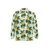 Beautiful parrot palm leaves pattern Men's Long Sleeve Polo Shirt