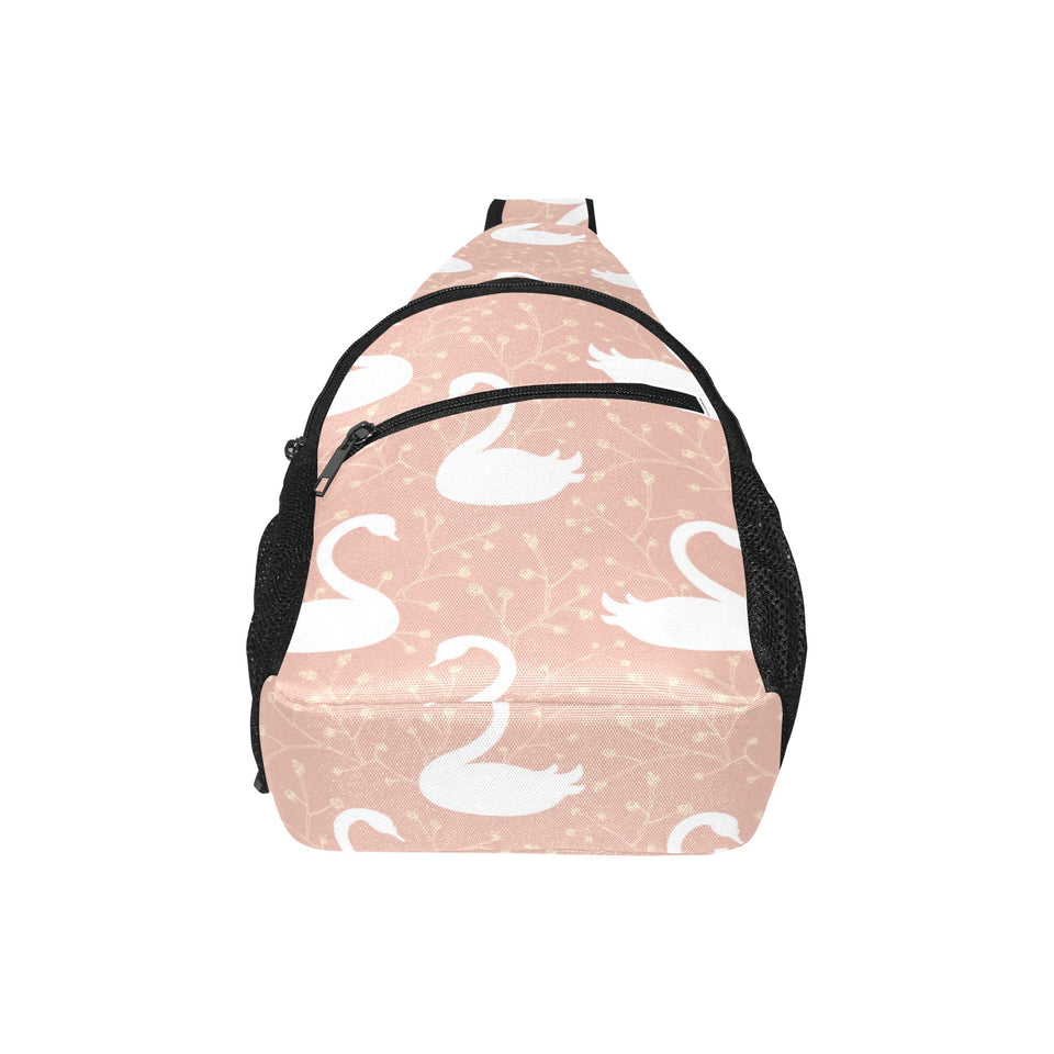 Swan flower light pink background All Over Print Chest Bag
