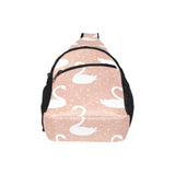 Swan flower light pink background All Over Print Chest Bag
