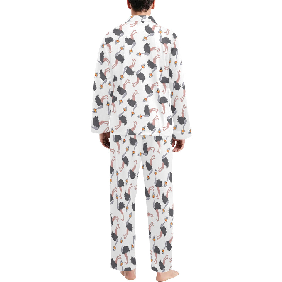 Ostrich Pattern Print Design 02 Men's Long Pajama Set