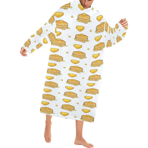Pancake Pattern Print Design 03 Blanket Robe with Sleeves
