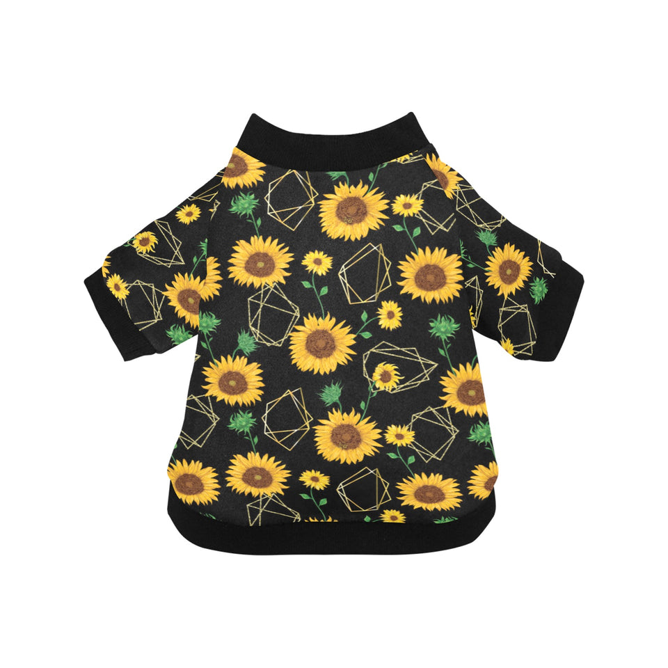 sunflower golden polygonal shapes All Over Print Pet Dog Round Neck Fuzzy Shirt