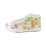 Guava design pattern Men's High Top Canvas Shoes White