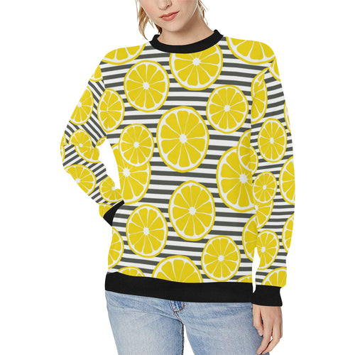 slice of lemon design pattern Women's Crew Neck Sweatshirt