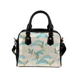 Bonsai bamboo stork japanese pattern cream theme Shoulder Handbag