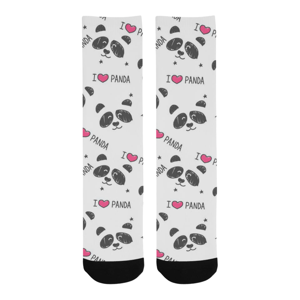 Hand Drawn faces of pandas pattern Crew Socks