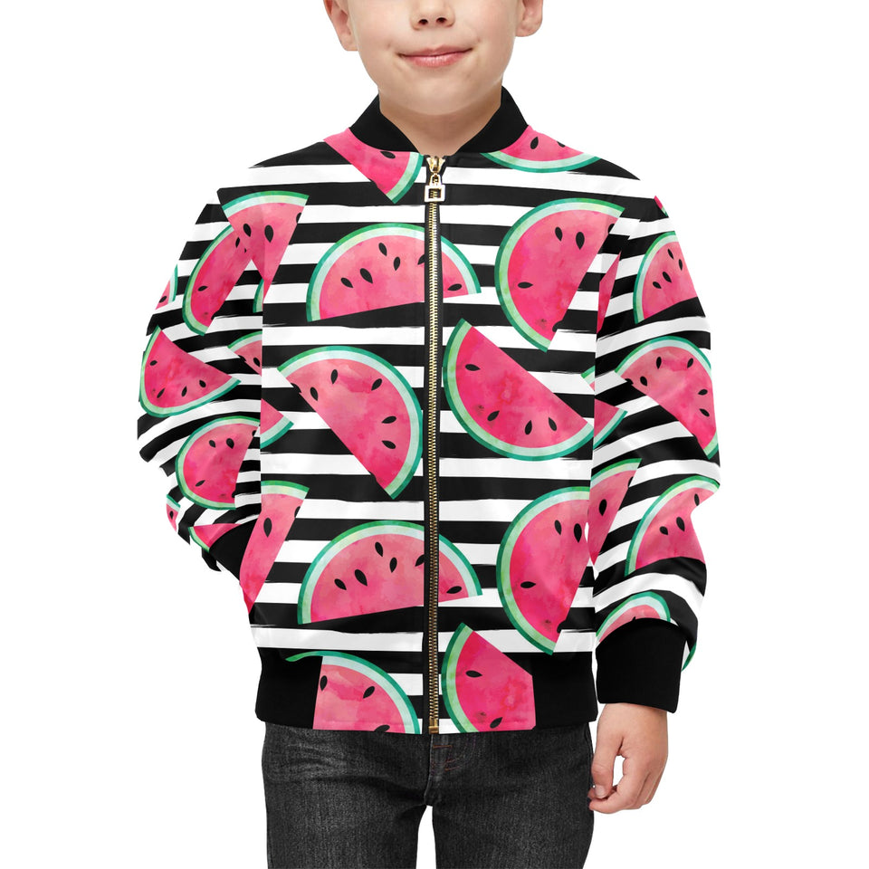 Watercolor paint textured watermelon pieces Kids' Boys' Girls' Bomber Jacket