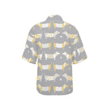 Cute dachshund dog pattern Women's All Over Print Hawaiian Shirt