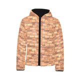 Brick Printed Pattern Print Design 04 Kids' Boys' Girls' Padded Hooded Jacket