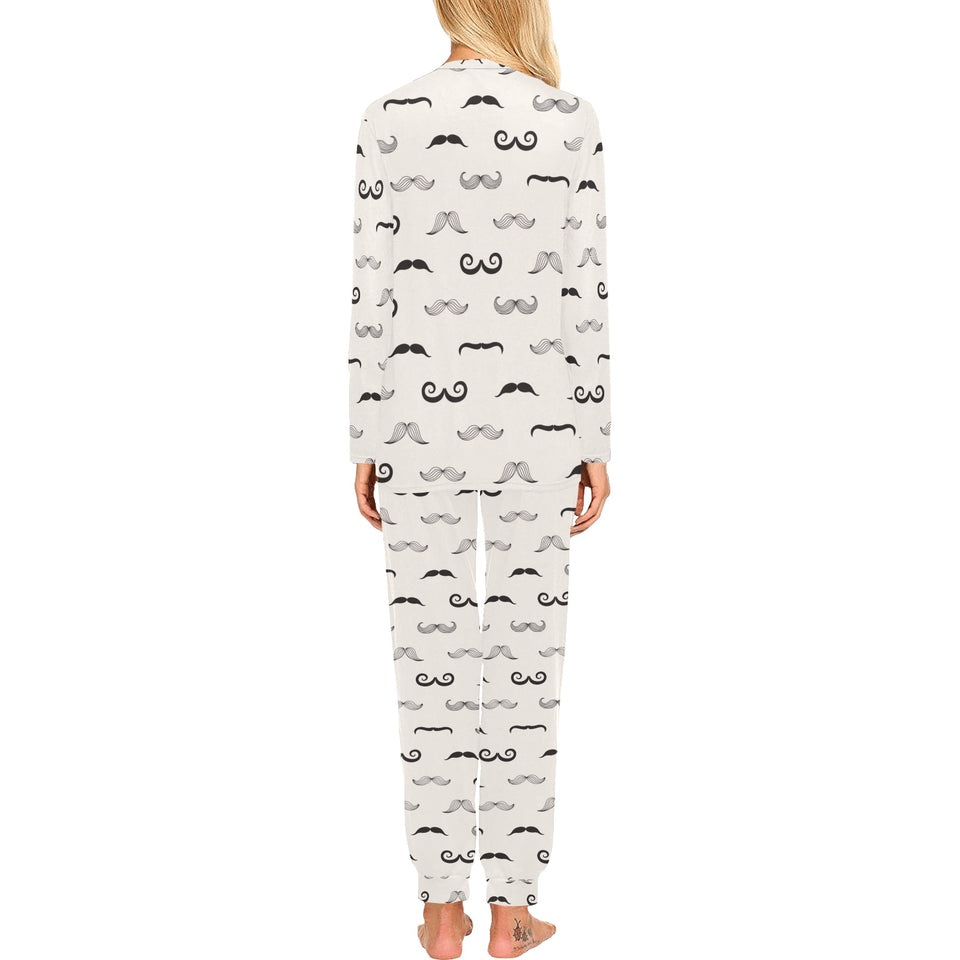 Mustache Beard Pattern Print Design 05 Women's All Over Print Pajama Set