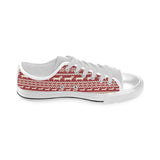 Dachshund Nordic pattern Men's Low Top Canvas Shoes White