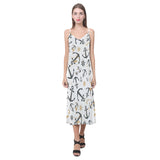 Anchors Rudders pattern V-Neck Open Fork Long Dress