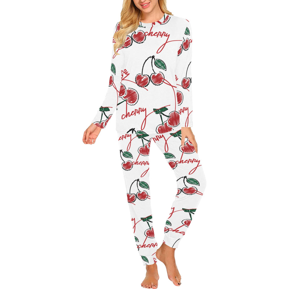 Hand drawn cherry pattern Women's All Over Print Pajama Set