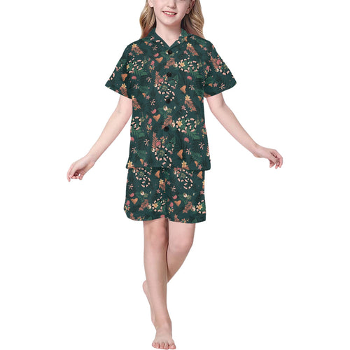 Snake forest pattern Kids' Boys' Girls' V-Neck Short Pajama Set