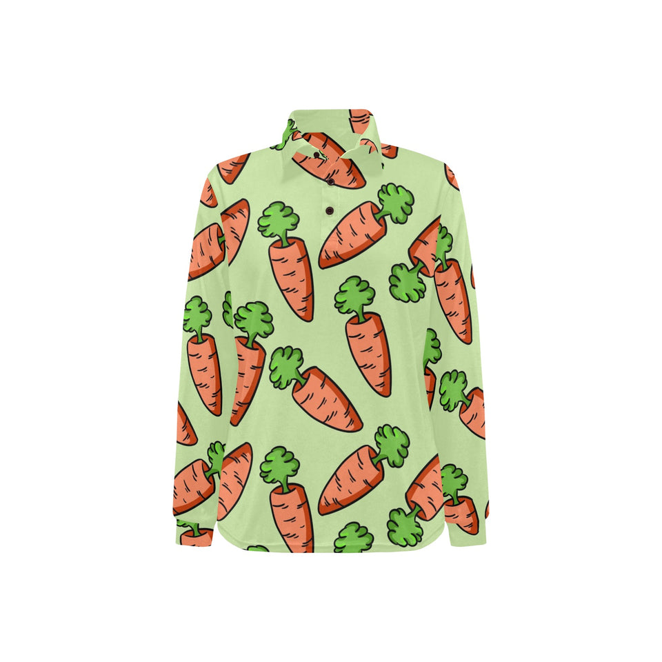Carrot Pattern Print Design 05 Women's Long Sleeve Polo Shirt