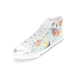 Colorful orchid flower pattern Women's High Top Canvas Shoes White