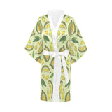 Durian leaves pattern background Women's Short Kimono Robe
