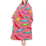 Colorful wrapped candy pattern Blanket Robe with Sleeves