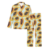 Watercolor papaya pattern Men's Long Pajama Set