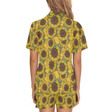 Sunflower pattern Women's V-Neck Short Pajama Set