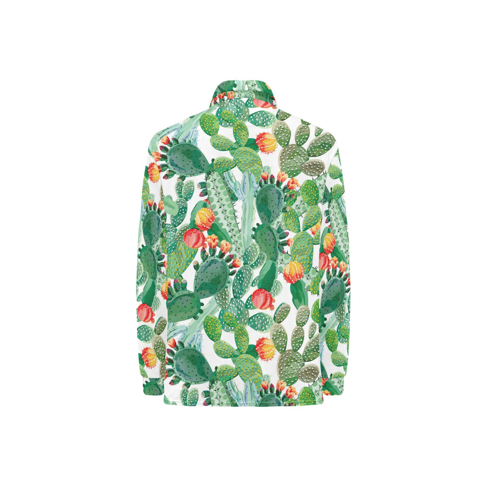 Cactus design pattern copy Women's Long Sleeve Polo Shirt
