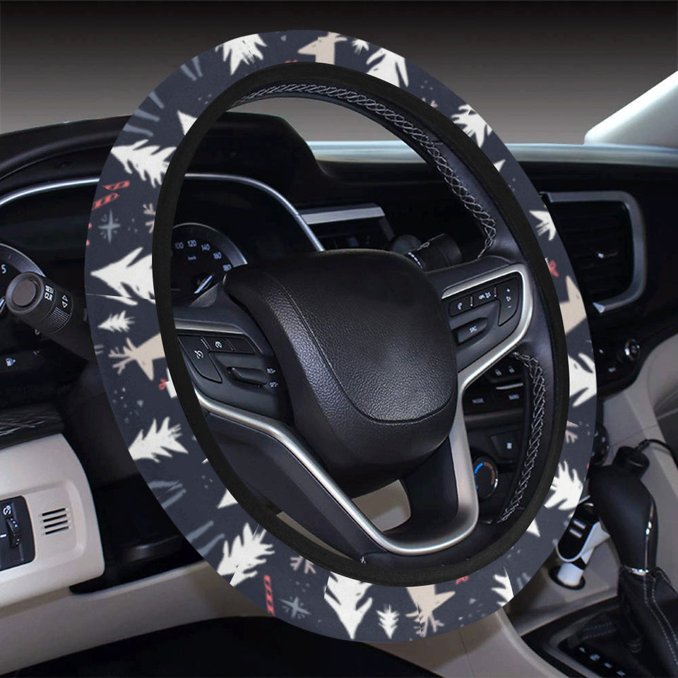 Deers Winter Christmas pattern Car Steering Wheel Cover