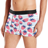 Strawberry pattern blue lines background Men's All Over Print Boxer Briefs Men's Underwear