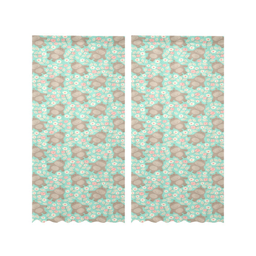 Hippopotamus Pattern Print Design 02 Gauze Curtain