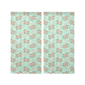 Hippopotamus Pattern Print Design 02 Gauze Curtain