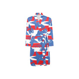 American football ball star stripes pattern Men's Long Sleeve Belted Night Robe