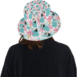 Toucan tropical flower leave pattern Unisex Bucket Hat