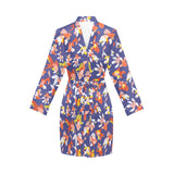 Goldfish Pattern Print Design 04 Women's Long Sleeve Belted Night Robe