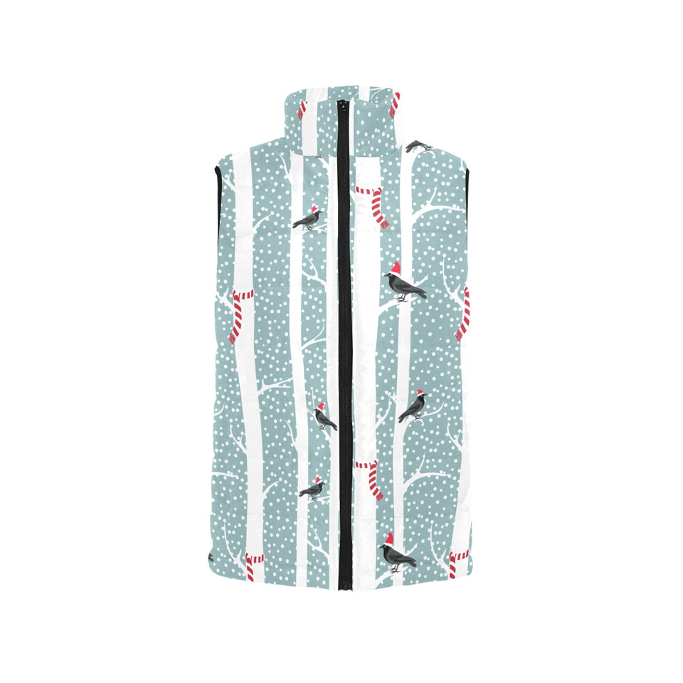 Crows christmas hat scarf Women's Padded Vest