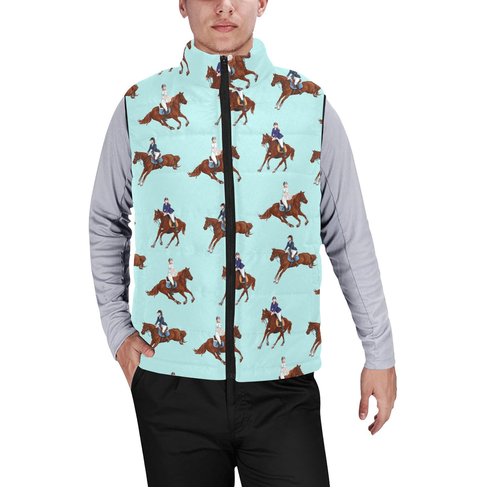 Horses running horses rider pattern Men's Padded Vest