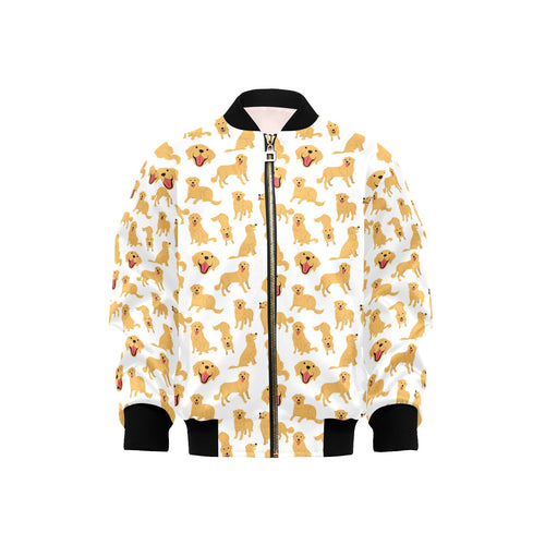 Golden Retriever Pattern Print Design 05 Kids' Boys' Girls' Bomber Jacket
