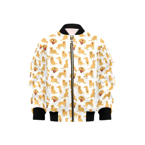 Golden Retriever Pattern Print Design 05 Kids' Boys' Girls' Bomber Jacket