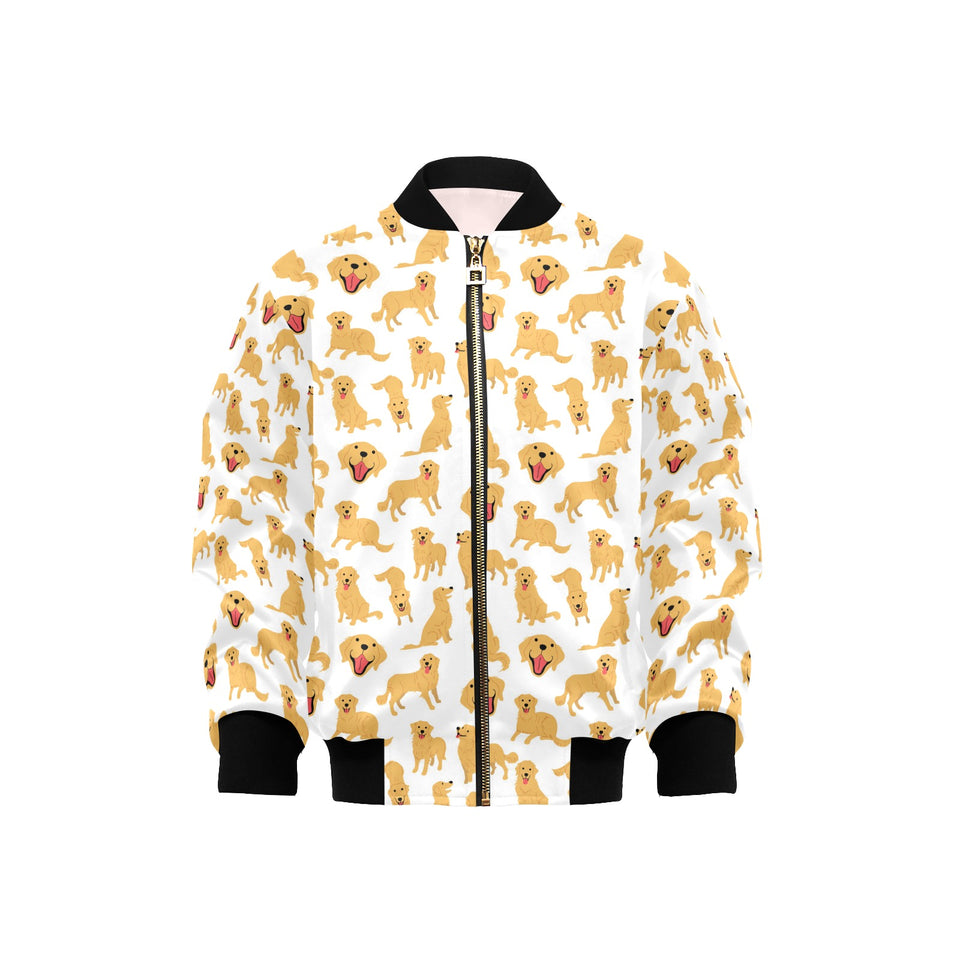 Golden Retriever Pattern Print Design 05 Kids' Boys' Girls' Bomber Jacket