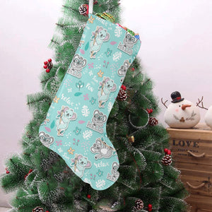 Cute koalas blue background pattern Christmas Stocking