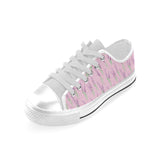 Lavender pattern pink background Men's Low Top Canvas Shoes White